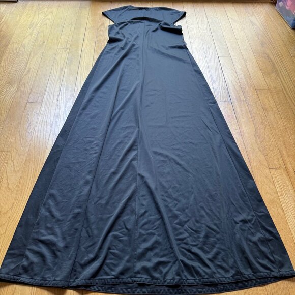 Vintage John Kloss For Cira Size S Black Cap Sleeve Scoop Neck Maxi Nightgown - Picture 14 of 14